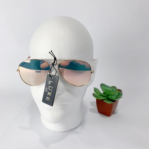 Accessories - New Aviator Pink Flat Lens Sunglasses